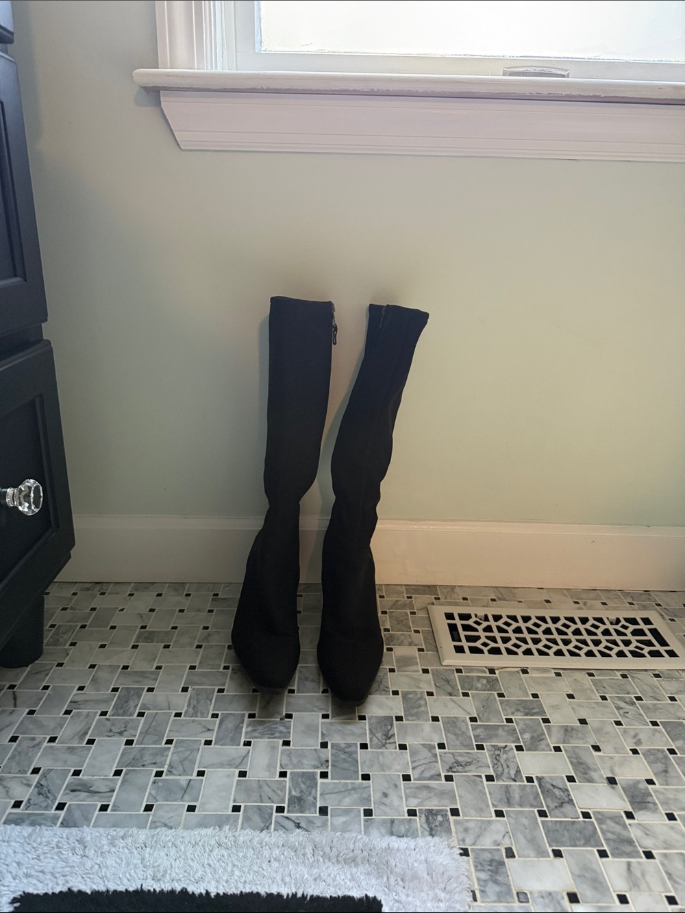 Vintage Prada Black Nylon Stretch Knee-High Sock Boots - Size 40